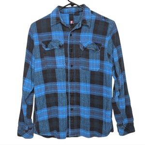 Element Men's Blue Black Flannel Casual Long Sleeve Button Down Shirt Size Small